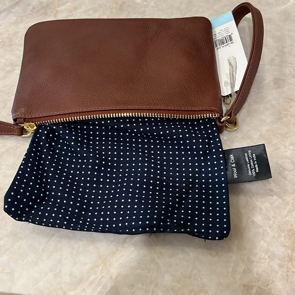 SALE! NWT Wool & Oak Premium Leather Hoods - pebble choc brown leather wristlet - Picture 7 of 9